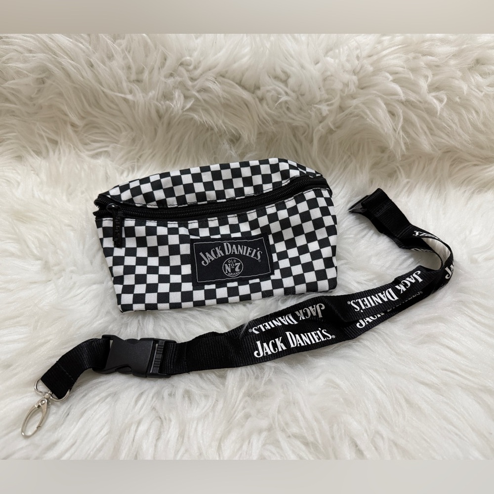 Jack Daniel’s Fanny pack & lanyard checkered plaid black and white